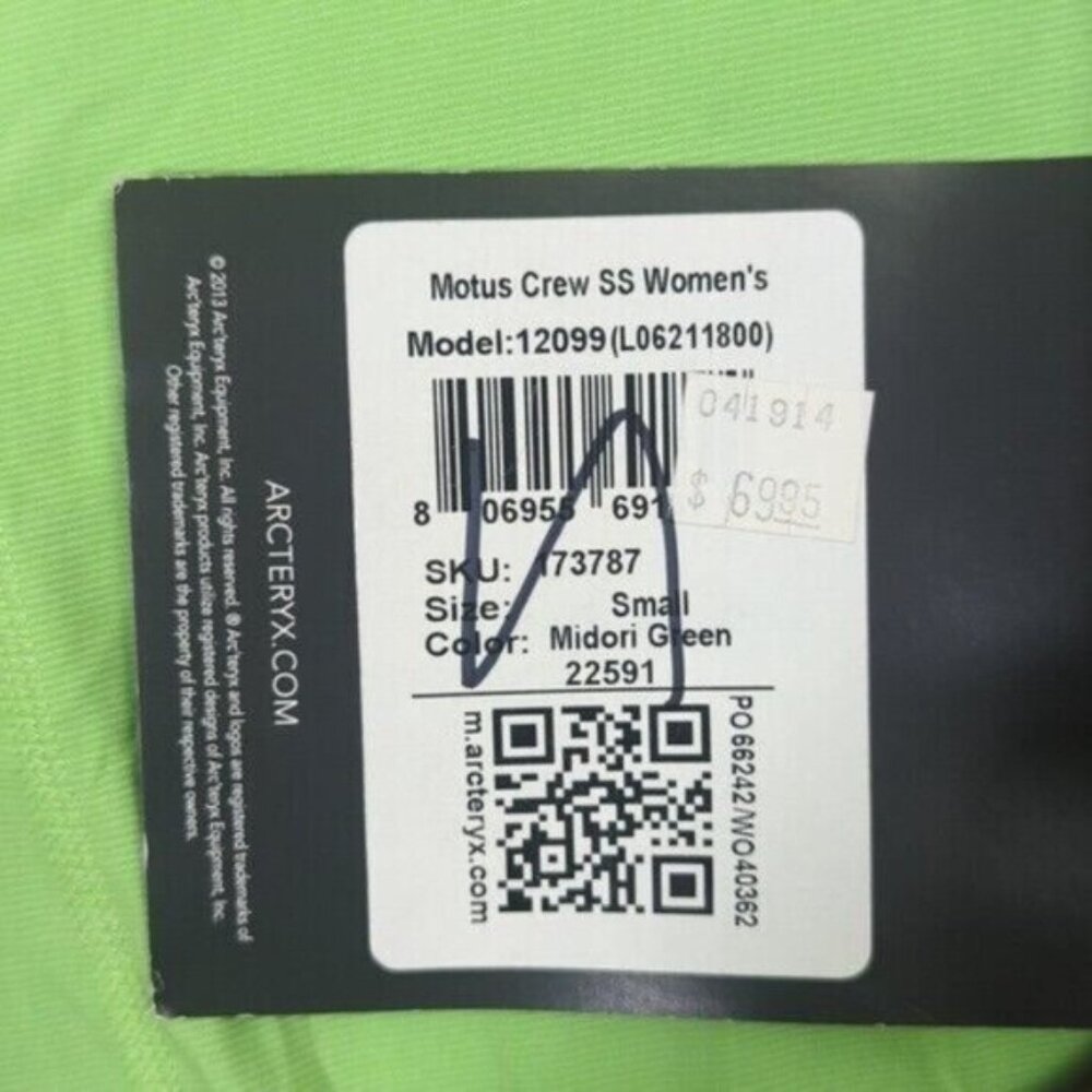 Arc'teryx Shirt Women's S Green Motus Crew Short Sleeve Tee Outdoor Hiking NWT - Picture 7 of 12